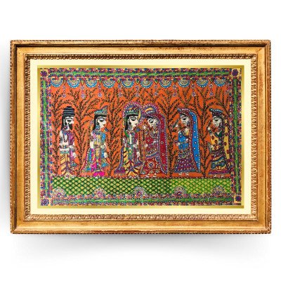 Magnificent Madhubani Painting of Ram Sita Swayamvar (Unframed) | Artwork | Handmade | Home decor