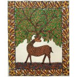 Handmade Madhubani Painting of a Deer (Unframed) | Gifts | Home Decor