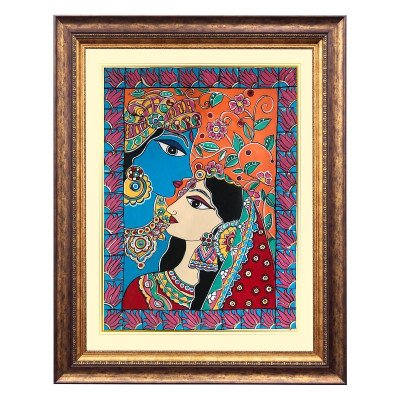 Madhubani Painting of Radha Krishna (Unframed)