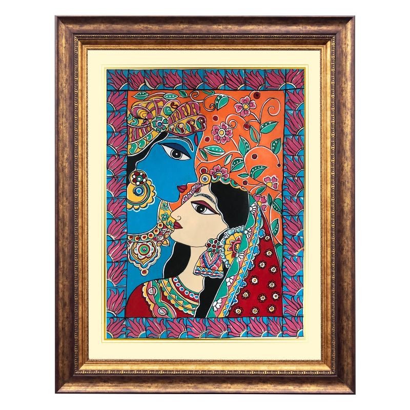 Madhubani Painting of Radha Krishna (Unframed)