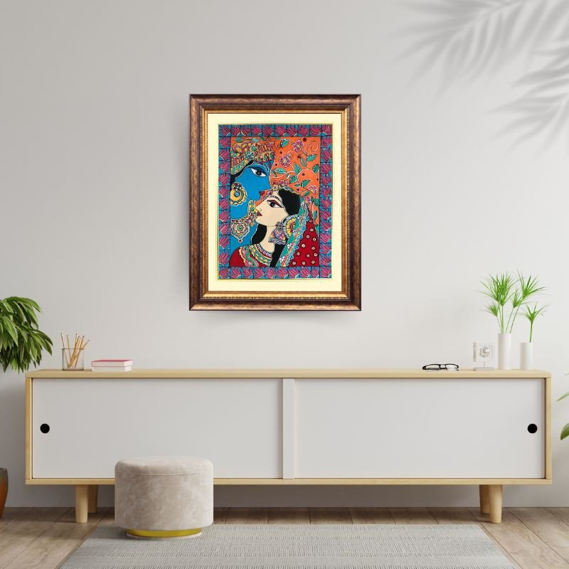 Madhubani Painting of Radha Krishna (Unframed)